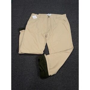 New Field & Stream Fleece Lined Canvas Pants Men's 40x30 Khaki Utility Relaxed